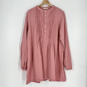 Free People x CP Shades Yoko Tunic Dress Womens Small Pink 100% Cotton Gauze USA